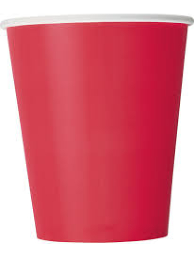 UNIQUE RUBY RED 9OZ CUPS PK14