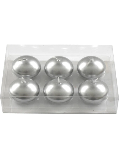 SILVER FLOATING CANDLES PK6
