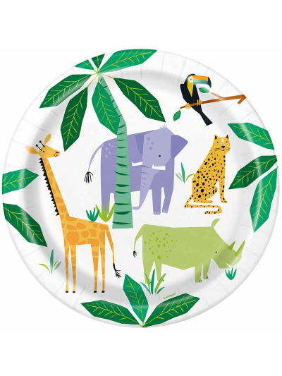 UNIQUE 9" ANIMAL SAFARI PLATES PK8