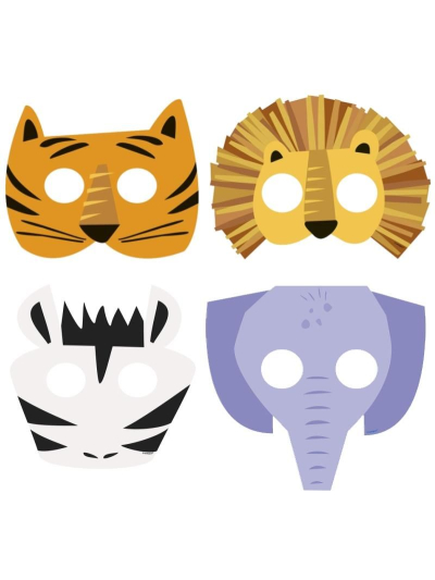 UNIQUE ANIMAL SAFARI PAPER MASKS PK8