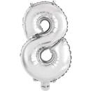 UNIQUE 34" SILVER FOIL BALLOON NUMBER 8