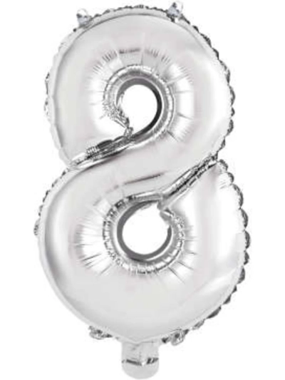 UNIQUE 34" SILVER FOIL BALLOON NUMBER 8