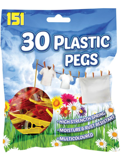 PLASTIC CLOTHES PEGS 30PK
