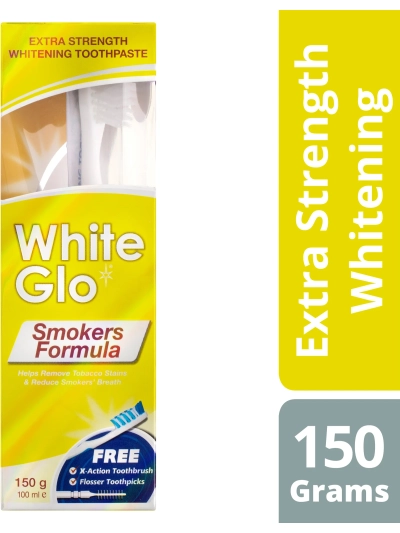 EXTRA STRENGHT WHITENING TOOTHPASTE WHITE GLO SMOKERS FORMULA,150G