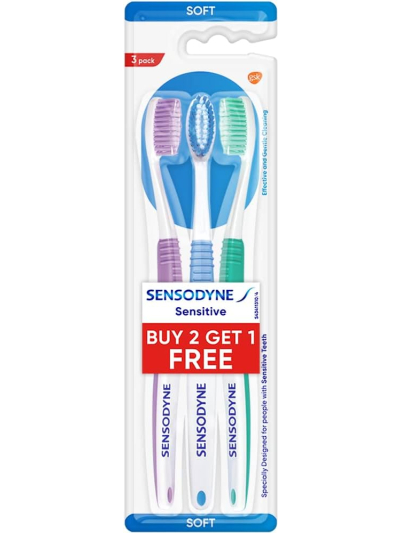 SENSODYNE SENSITIVE "SOFT" TOOTHBRUSH, PACK OF 3
