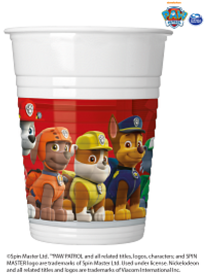PAW PATROL PLASTIC CUPS 200ML PK8
