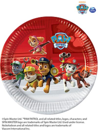 PAW PATROL PAPER PLATES 23CM PK8
