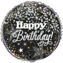 UNIQUE 18" BLACK GLITTERING HAPPY BIRTHDAY FOIL BALLOON