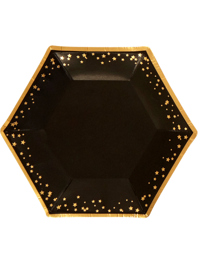 GLITZ & GLAMOUR BLACK GOLD LARGE PLATE