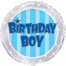 UNIQUE 18" BLUE STRIPE BIRTHDAY BOY FOIL BALLOON