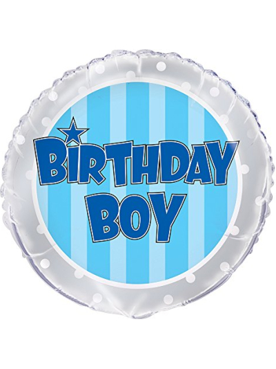 UNIQUE 18" BLUE STRIPE BIRTHDAY BOY FOIL BALLOON