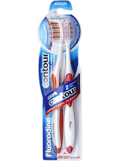 FLUORODINE CONTOUR ADVANCED PROFILE TOOTHBRUSH MEDIUM TWIN PACK