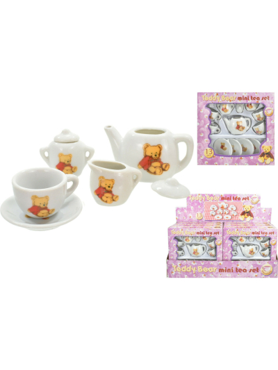 TEDDY BEAR MINI TEA SET- PORCELAIN, 13 PCS: SOLD SINGLE AND PACK OF 6