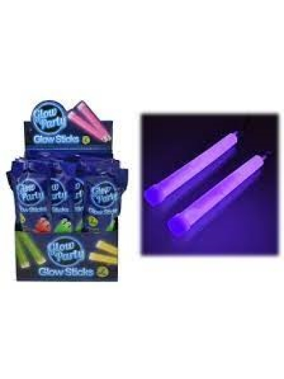2PC 6" GLOW STICKS IN COLOUR FOIL BAG