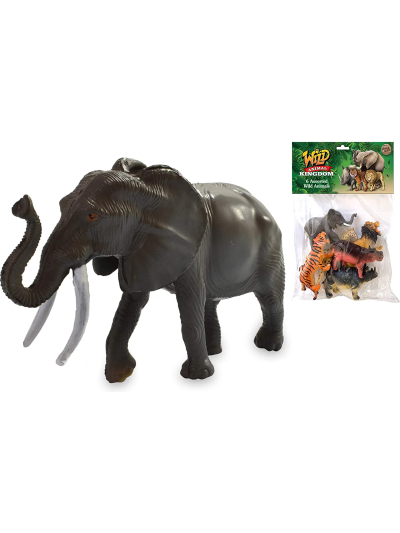 6PC WILD ANIMALS IN LARGE BAG