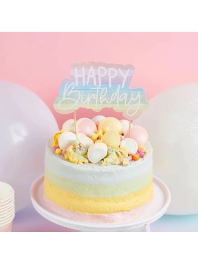 ECO RAINBOW HAPPY BIRTHDAY CAKE TOPPER