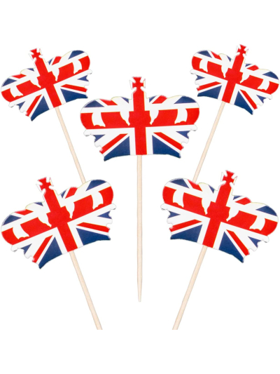 UNION JACK CROWNS TOOTHPICKS PK30