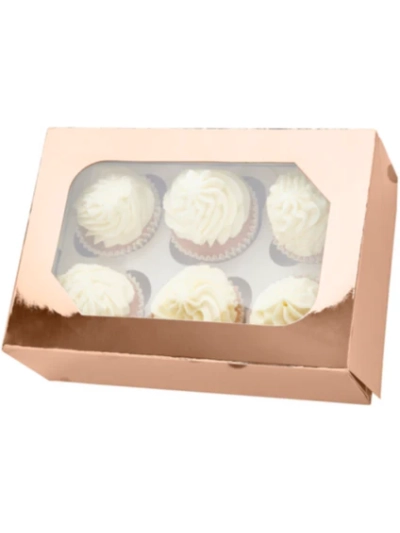 6 PIECE CUPCAKE/MUFFIN BOX ROSE GOLD