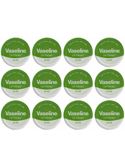 VASELINE LIP THERAPY TIN ALOE VERA 20g ( Pack of 12)