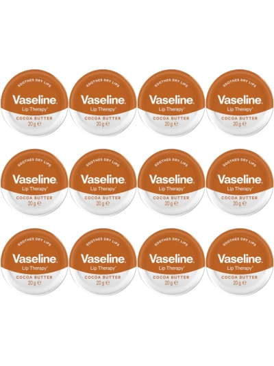 VASELINE LIP THERAPY TIN COCOA BUTTER 20g (PACK OF 12)