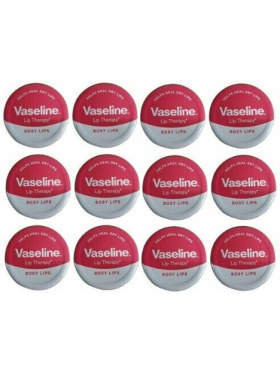VASELINE TINS ROSY LIPS 20g (PACK OF 12)
