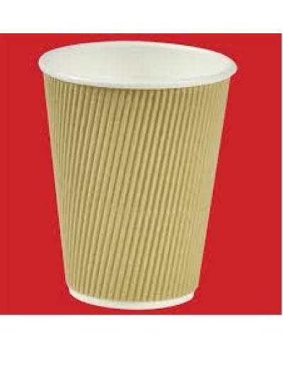 BROWN KRAFT RIPPLE WALL HOT DRINK CUP 12OZ/25 PACK