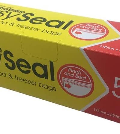 ESSENTIAL EXTRA VALUE EASY SEAL REUSABLE FOOD & FREEZER BAGS , 178MM x 203MM APPROX , 50 BAGS