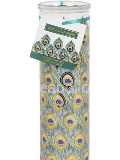 6cm X14CM PEACOCK TUBE CANDLE (Vanilla & Lime Verbena).