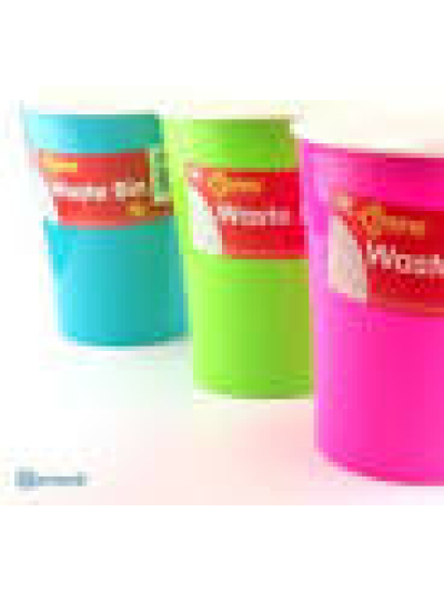 ROUND WASTE BIN WITH LID ASST COLOURS