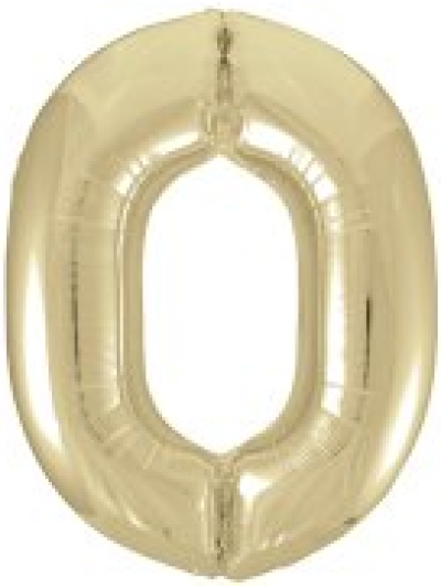 UNIQUE 34" WHITE GOLD FOIL BALLOON NUMBER 0