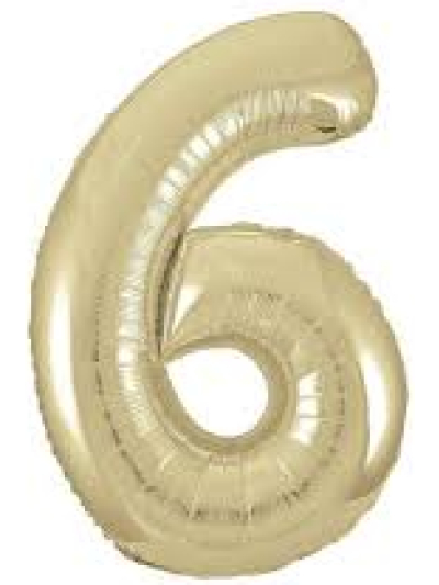 UNIQUE 34" WHITE GOLD FOIL BALLOON NUMBER 6