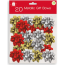 GIFTMAKER 20 PC MET GOLD/SILVER/RED BOWS