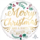 ANAGRAM 18" STANDARD "MERRY CHRISTMAS AND A HAPPY NEW YEAR" FOIL BALLOON