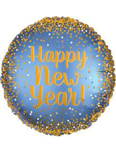 ANAGRAM 18" GOLD AND SATIN HAPPY NEW YEAR FOIL BALLOON