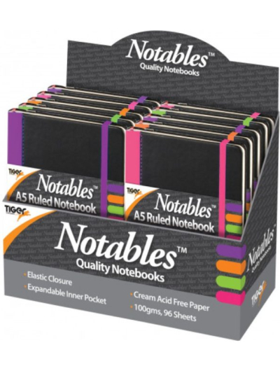 TIGER NOTABLE A5 RULED SOFT FEEL NOTEBOOK ASSORTED SOLD SINGLE