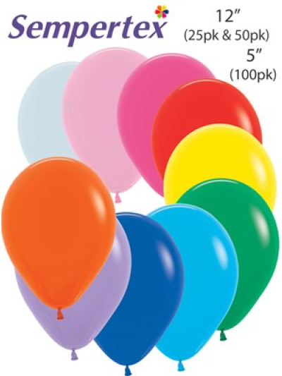 SEMPERTEX 5" ROUND FASHION ASSORTED BALLOONS PK100