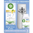 AIRWICK INFUSED WITH ESSENTIAL OILS FRESHMATIC AUTOSPRAY CRISP LINEN & LILAC: DEVICE, REFILL & BATTERY INCLUDED