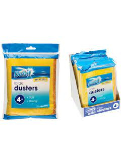 DUZZIT LARGE DUSTERS 35CM X 45CM PACK OF 4 COLOUR: YELLOW