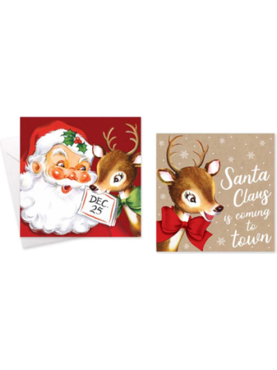 CHRISTMAS CARDS SQUARE SANTA PK10
