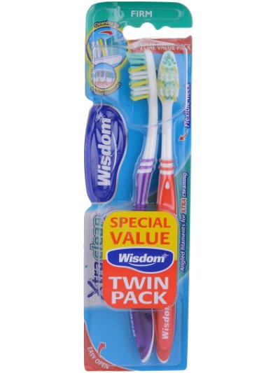 WISDOM XTRA CLEAN FIRM TOOTHBRUSH TWIN PACK