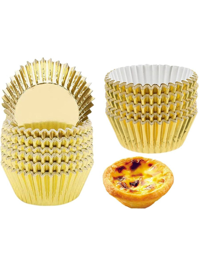 GOLD FOIL PAPER CUPCASES 2" 100PC