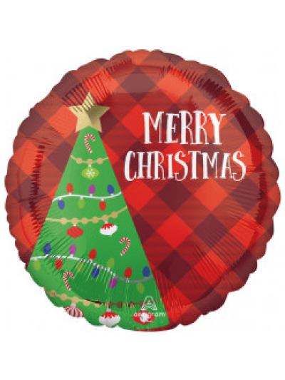 ANAGRAM 18" FESTIVE CHRISTMAS TREE PLAID FOIL BALLOON