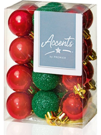 24X30MM RED-GREEN MULTI FINISH BAUBLES