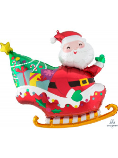 ANAGRAM 30" SUPERSHAPE "SANTA IN SLEIGH" FOIL BALLOON