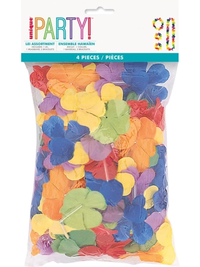 UNIQUE RAINBOW FLOWER LEI SET 4PC