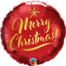 QUALATEX 18" CHRISTMAS GOLD SCRIPT RED MICROFOIL BALLOON