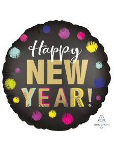 ANAGRAM 18" DOTTED NEW YEAR SATIN FOIL BALLOON