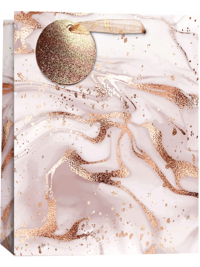 SIMON ELVIN MEDIUM GIFT BAGS ROSE GOLD DESIGN FOIL PK6