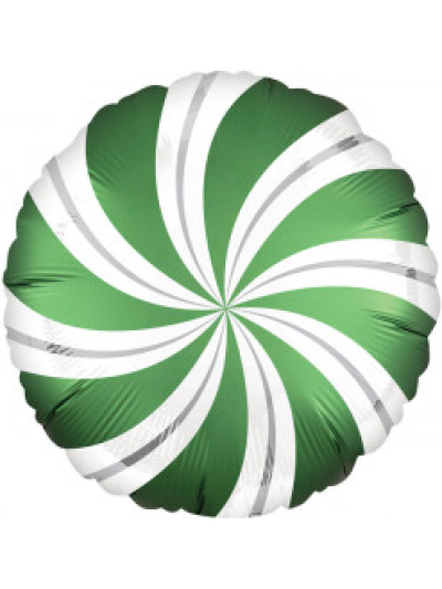 ANAGRAM 18" SATIN INFUSED EMERALD CANDY SWIRL FOIL BALLOON