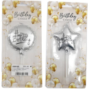 SILVER BALLOON HAPPY BIRTHDAY CANDLE